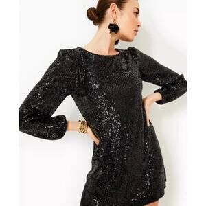 Lilly Pulitzer Black Sequince Estrella Cocktail Dress Size 6 NWT